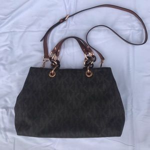 Micheal Kors brown/rose gold leather crossbody